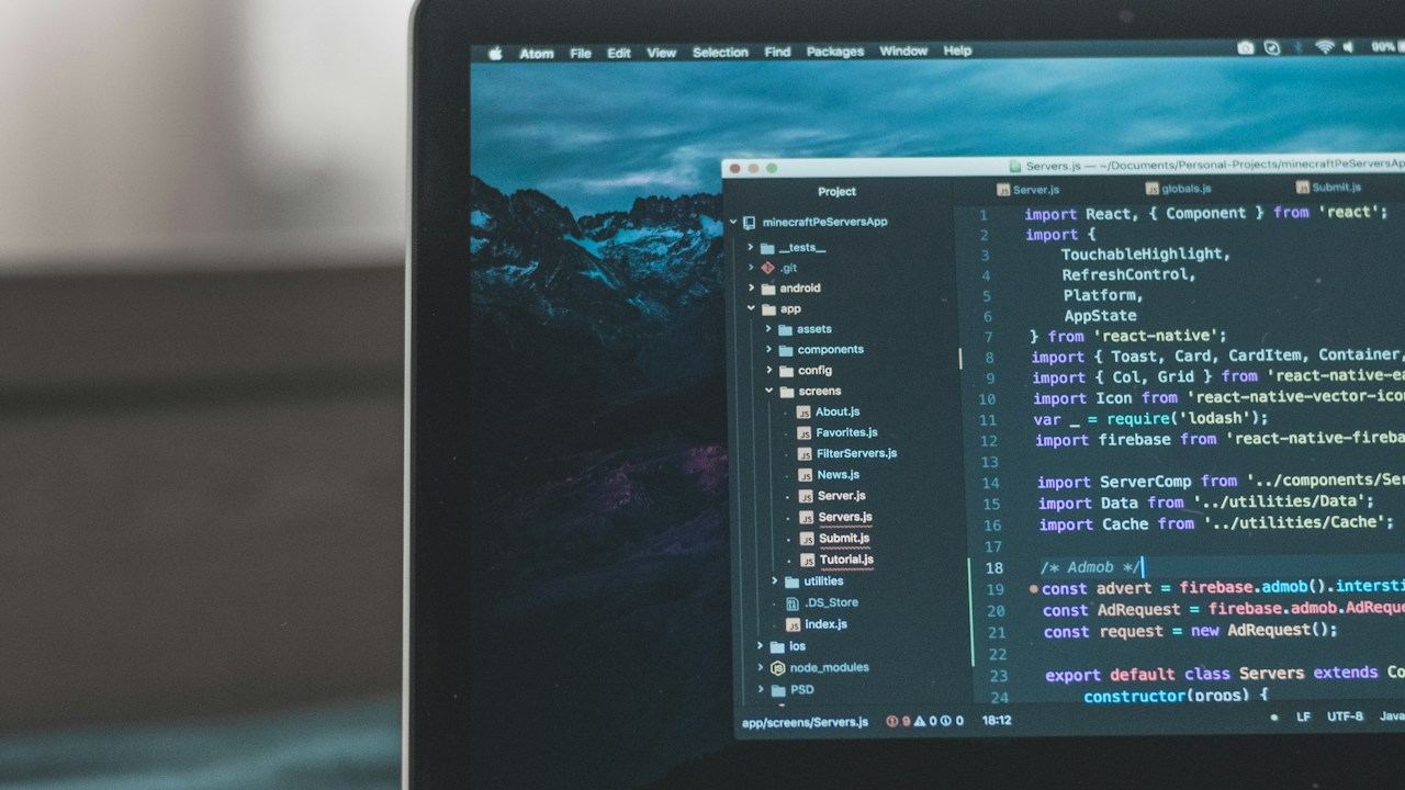 Laptop displaying software code